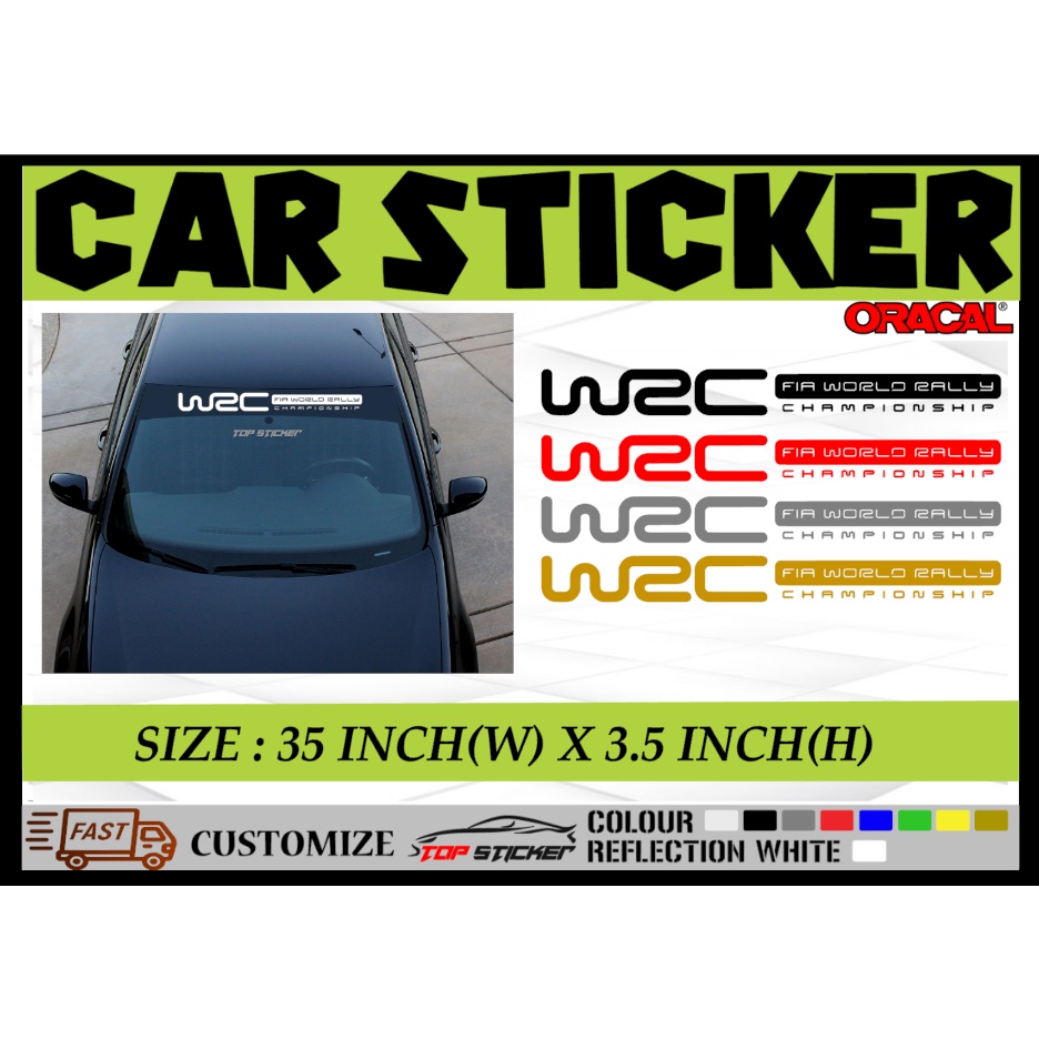 WRC FIA WORLD RALLY CHAMPIONSHIP WINDSCREEN สติ๊กเกอร์รถยนต์ AKSESORI KERETA สติ๊กเกอร์