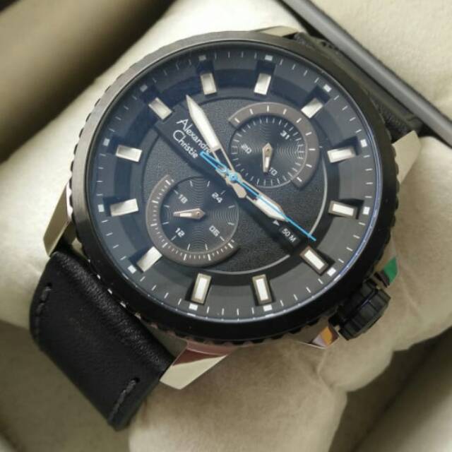 Alexandre Christie นาฬิกาข้อมือ สีดํา สีเงิน สําหรับผู้ชาย