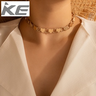 Simple Necklace Gold Love Single Clavicle Chain Geometric Splicing Hollow Necklace for girls