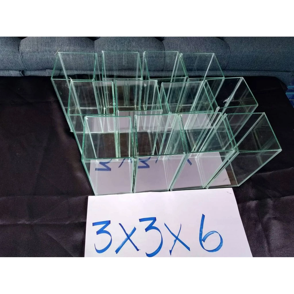 โหลปลากัด เหลี่ยมปลากัด 3×3×6 ชุด10ใบแถมกันแตก2ใบ รวม12ใบกระจกหนา 3 มม