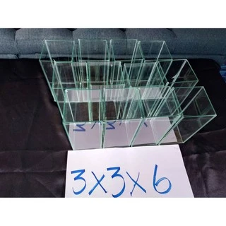 โหลปลากัด เหลี่ยมปลากัด 3×3×6 ชุด10ใบแถมกันแตก2ใบ รวม12ใบกระจกหนา 3 มม