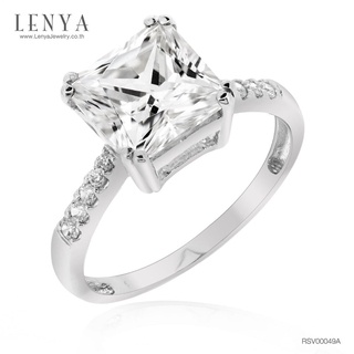 Lenya Jewelry แหวนเพชร DiamondLike เพชรสี่เหลี่ยมบนดีไซน์สุดคลาสสิค บนตัวเรือนเงินแท้ชุบทองคำขาว โดนใจในทุกสถานการณ์