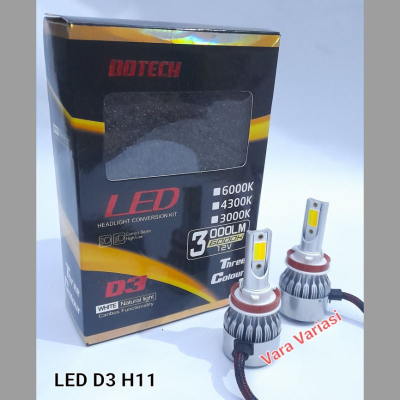 TURBO LED LAMP D3 H11 35watt 6000K / LED H11 DOTECH 3 สี