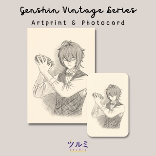 Genshin Impact Vintage Artprint &amp; Photocard Diluc Ragnvindr "Gray Valley Sunset" โดย tsurumistudio