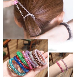 (Q-46) พร้อมส่งยางรัดผมแบบเกลียวสีเมดทัลลิค ขนาดเล็ก Fashion สไตล์เกาหลี เฉดสีน่ารัก