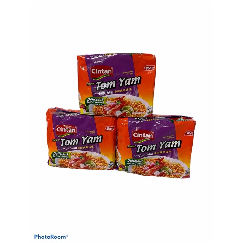 CINTAN บะหมี่กึ่งสำเร็จรูป TOMYUM รสต้มยำ73g สีม่วงแถบส้ม 1SETCOMBO 3แพค/บรรจุ15ซอง ราคาพิเศษ พร้อมส