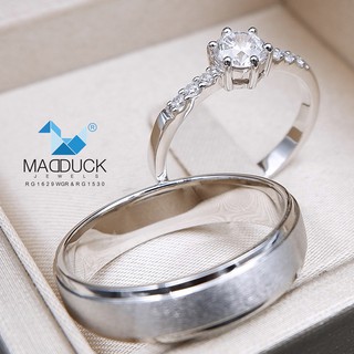 Madduckjewels แหวนเงินแท้ เพชร CZ ชุบโรเดียม RG1629WGR-RG1530