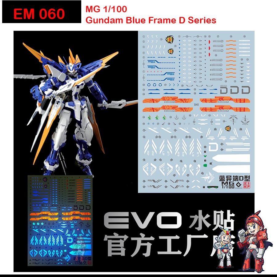 ดีคอลน้ำ [Evo]/EM 182  MG 1/100 GUNDAM BLUE FRAME D SERIES GUNDAM  FLUORESCENT WATER SLIDE DECAL