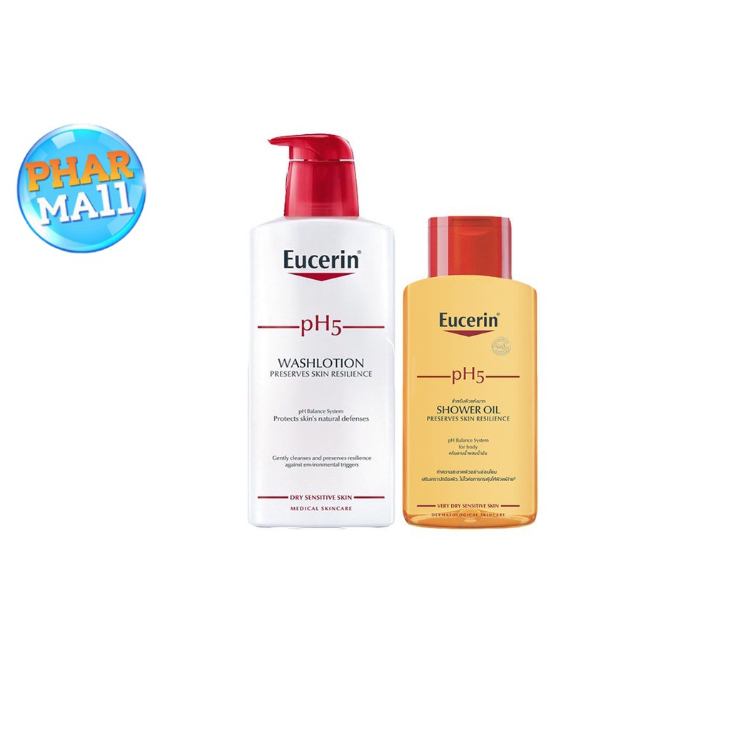 EUCERIN ph5 SHOWER OIL ครีมอาบน้ำบำรุงผิวให้ชุ่มชื้น สำหรับผิวแห้งมาก 200,400 ml ,Eucerin Ph5 Wash l