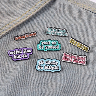 เข็มกลัด รูปคําภาษาอังกฤษตลก แต่ OK GO Crazy Love Is Easy Lapel Pins Badge เครื่องประดับ สําหรับเพื่อน