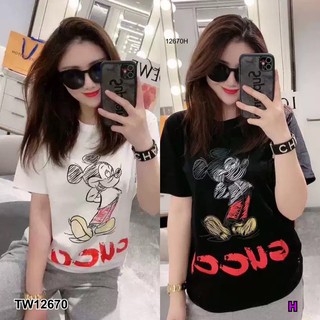 PP12670 Set 2 ชิ้น เสื้อยืดลายการ์ตูนแขนสั้น + กางเกงขายาว