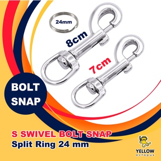 Swivel Bolt Snap 7 cm, 8 cm + Split Ring24mm Scuba Torch Clip