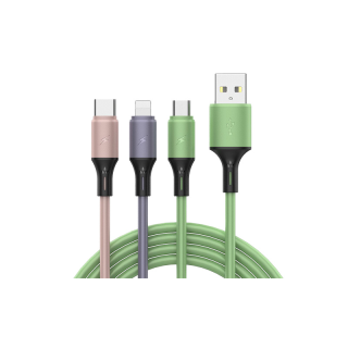 GOOJODOQ 3 In 1 สายชาร์จ Type - C Micro USB Lightning สําหรับ Android ipad 12