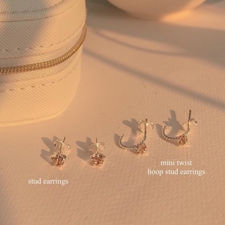 ต่างหูเพชร กระเป๋าดอกเดซี่ SissyJewelry // ต่างหูเงินแท้ พลอย Swarovski สี Light peach collection