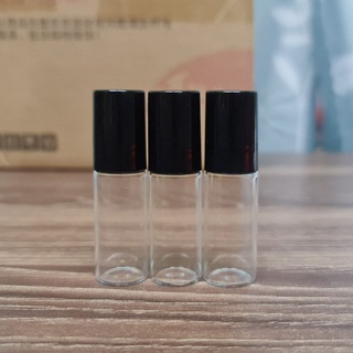 ขวดลูกกลิ้ง ขวดใสฝาสีดำ 5ml. (แพ็ค6/12ขวด)