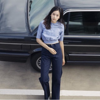 ส่งต่อ!!กางเกงขายาวสีกรม Cotton Twill Flared Trouser in Navy