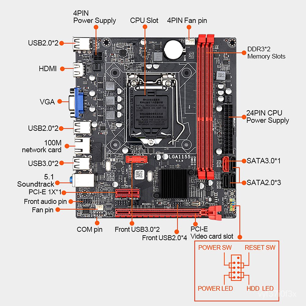 B75M เมนบอร์ดสนับสนุน I3-2100 I3-2120 I3-3240 I5-2400 I5-3450 I5-3470 I7-2600 I7-3770 2/3th Generation LGA1155 CPU fLF8 #8