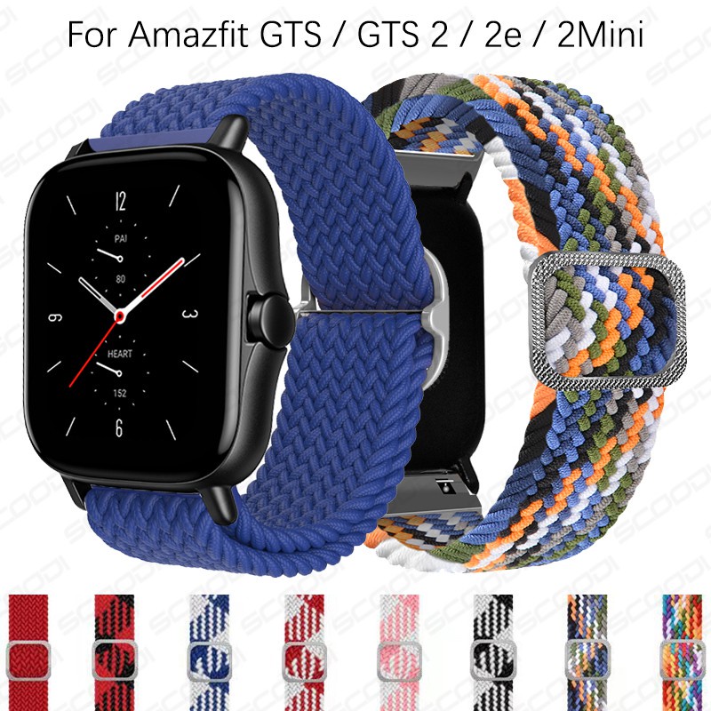 สายนาฬิกาข้อมือไนล่อนถัก ปรับได้ 20 มม. สําหรับ Xiaomi Huami Amazfit GTS 4 3 2 2e 2Mini/ GTS 4 Mini Amazfit bip 3 bip u pro bip s GTR 42 มม.