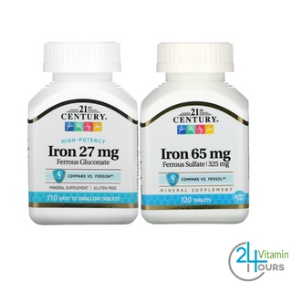 &lt; พร้อมส่ง &gt; 21st Century , Iron ,  27 mg และ 65 mg - ธาตุเหล็ก บำรุงเลือด บำรุงโลหิต