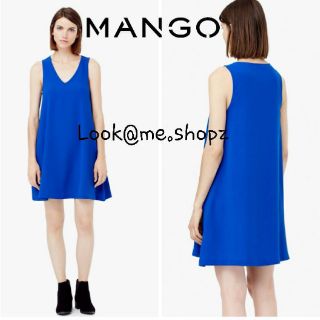 MNG : Blue V-Neck Basic Dress