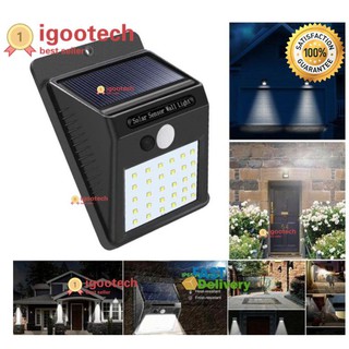 igootech โคมไฟ LED 30 แบบติตตั้งผนัง Motion Sensor Solar Power Led 30 Light Outdoor Garden Wall Lamp Waterproof