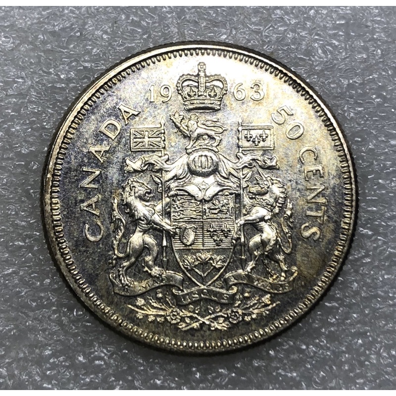 เหรียญเงิน CANADA 50 CENTS ELIZABETH ปี 1963 ขนาด 3 ซม