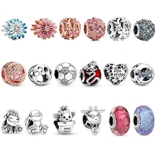 Pandora ลูกปัดแก้ว เงิน 925 รูปคลื่นดอกเดซี่ สีโรสโกลด์ สําหรับตกแต่งสวน