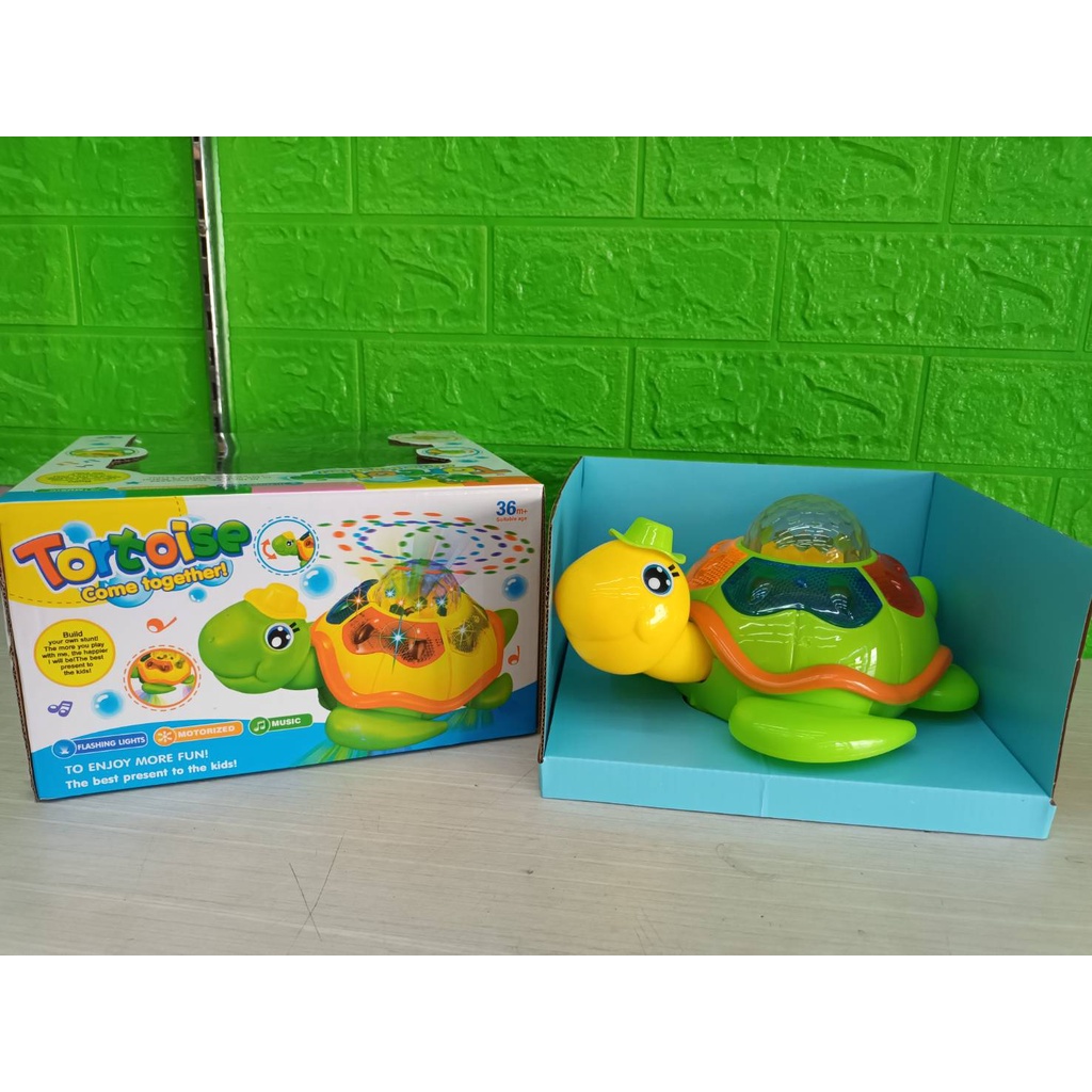ของเล่น เต่า มีเสียง+แสงไฟ เคลื่อนที่ เดินหน้า ถอยหลัง ซ้ายขวา หมุน  TORTOISE NO.SM456-2