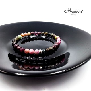 กำไลข้อมือหินแท้ 4 มิล Tourmaline ร้อยแบบเรียงสี