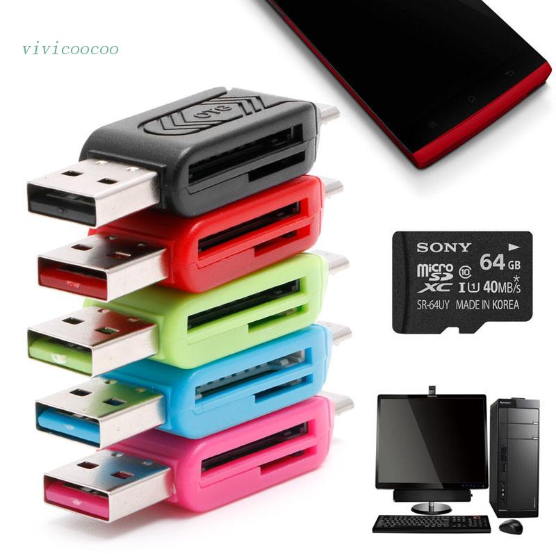 Vivi อะแดปเตอร์การ์ดรีดเดอร์ Micro USB SDXC SD TF USB 2.0 OTG #7
