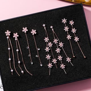ต่างหูเจาะ/หนีบ ดอกไม้ระย้า งานเงิน S925 (พร้อมส่ง)