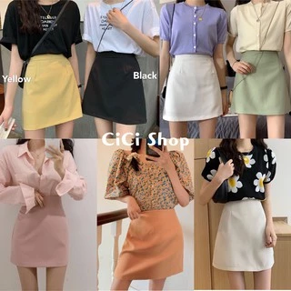 Cicishop(216)กระโปรงทรงเอ กระโปรงทำงาน(มีกางเกงด้านใน) มีซิปหลังใส่สบาย แฟชั่นสำหรับผู้หญิง