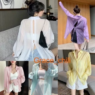 เสื้อเชิ้ตชีฟองผูกหลัง K7693