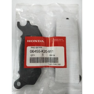 ผ้าดิสก์เบรกหน้า  รุ่น Scoopy-i 2014ล้อแม็ก , Zoomer-x 2014-2019, PCX150 2014-2015 แท้เบิกศูนย์100% ( 06455-K20-911 )