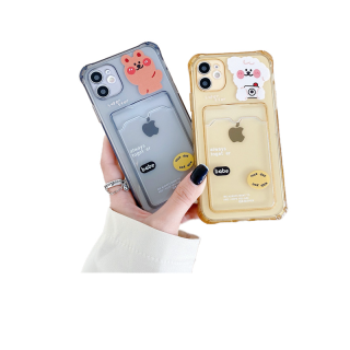 เคสไอโฟน เคส iPhone กันกระแทกเคสใส่บัตร เคสซิลิโคนใส เคสใสทรงสี่เหลี่ยม7/8/6 12/12pro 11/13 /13promax เคสใส่บัตร #419