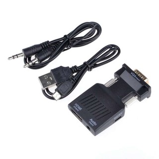 1080P VGA to HDMI Video Converter Adapter with Mini USB Power Cable 3.5mm Audio Cable vga2hdmi for HDTV DVD PC