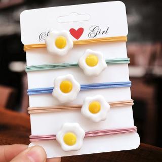 พร้อมส่ง หนังยางรัดผม แบบยืดหยุ่น ลายไข่ดาว เครื่องประดับผมแฟชั่น สำหรับสตรี