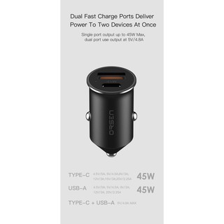 Eloop C8 Car Charger PD/QC 3.0 45W หัวชาร์จรถขนาด 45W ชาร์จเร็ว USB 45W MAX/TYPE-C 45W MAX