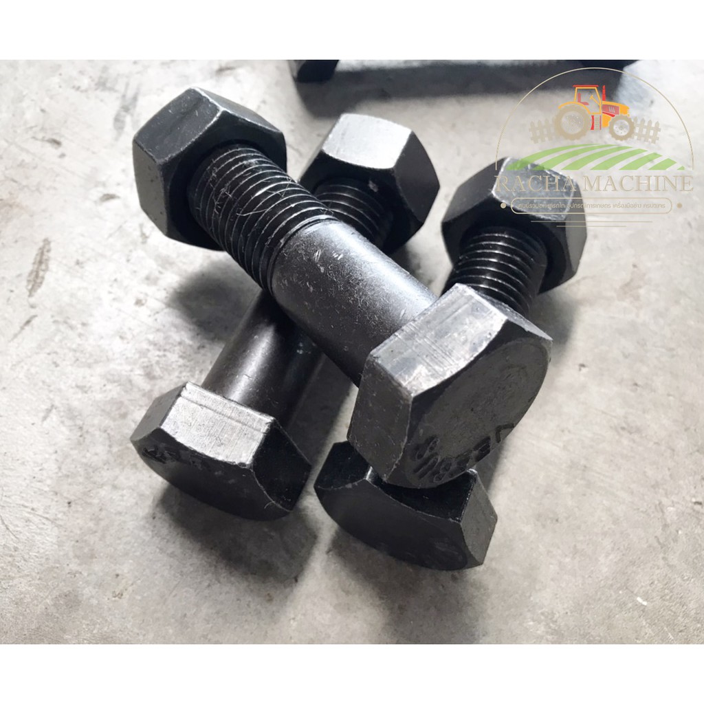 สกรูหัวเหลี่ยมมิลดำ เบอร์ 38 ขนาด 4 นิ้ว (M26x76m ) น็อตดำหัวเหลี่ยม เกลียวปล่อย (1ตัว/แพ็ค)