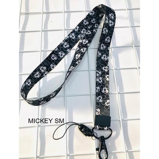 MICKEY MOUSE BLACK สายคล้องคอ สายคล้องบัตร ห้อยโทรศัพท์ ลาย MICKEY น่ารัก มีก้ามปู มีห่วงเล็ก ถอดได้ กว้าง2 cm MANOPNEST