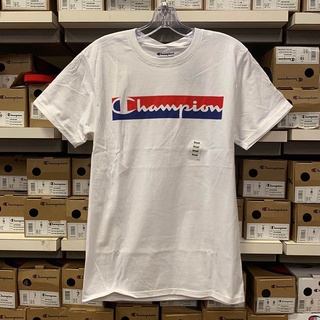 Champion เสื้อยืดลําลอง ผ้าฝ้าย แขนสั้น คอกลม พิมพ์ลายโลโก้ตัวอักษร สําหรับผู้ชาย