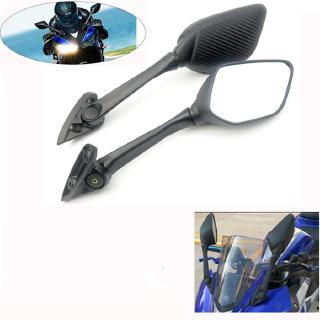 Yamaha YZF R3 R15 R25 15-17 กระจกมองหลังสีดำคาร์บอนไฟเบอร์, กระจกมองหลัง, กระจกมองหลัง