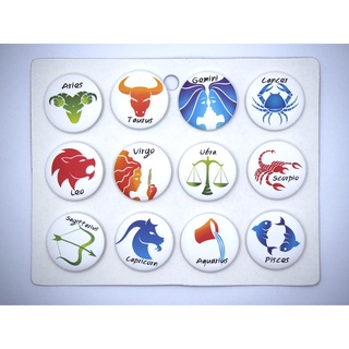 เข็มกลัด 3.2cm/4.4cm Zodiac signs   นักษัตร ราศี  Badge