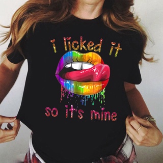 เสื้อยืดแขนสั้น พิมพ์ลาย I licked It So It Mine สีดํา แฟชั่นฤดูร้อน สไตล์ฮาราจูกุ สําหรับผู้หญิงS-5XL