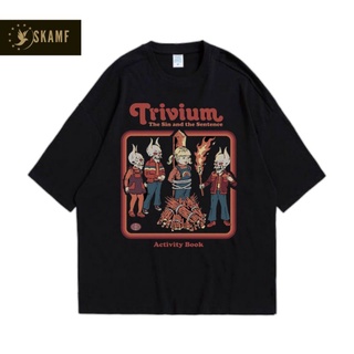 เสื้อยืดผ้าฝ้ายพิมพ์ลายขายดี เสื้อยืด พิมพ์ลาย Trivium BOOK | เสื้อผ้าผู้ชาย สีดํา ขนาดใหญ่ | Unisex