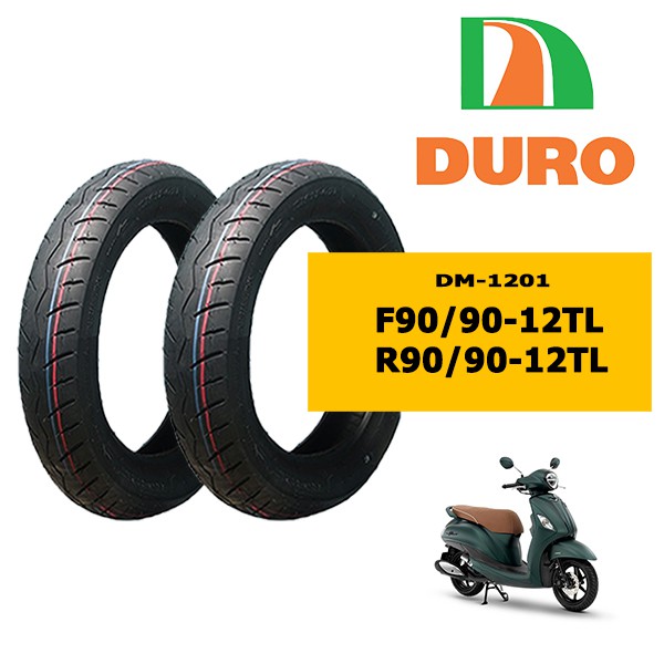 ยางมอเตอร์ไซค์ขอบ12 ขนาดF90/90-12&R90/90-12(ไม่ใช้ยางใน) Duro DM-1201