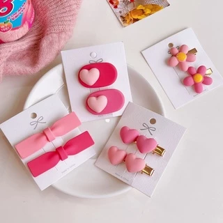 Cute 021 กิ๊บติดผม กิ๊บหนีบผมโทนชมพู 2 ชิ้น / ชุด
