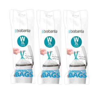 ถุงขยะ สำหรับถังขยะขนาด W 5ลิตร จำนวน 3 ม้วน 60ใบ ถุงขยะ Garbage bags for trash bins W 5 liters, 3 rolls, 60 pieces