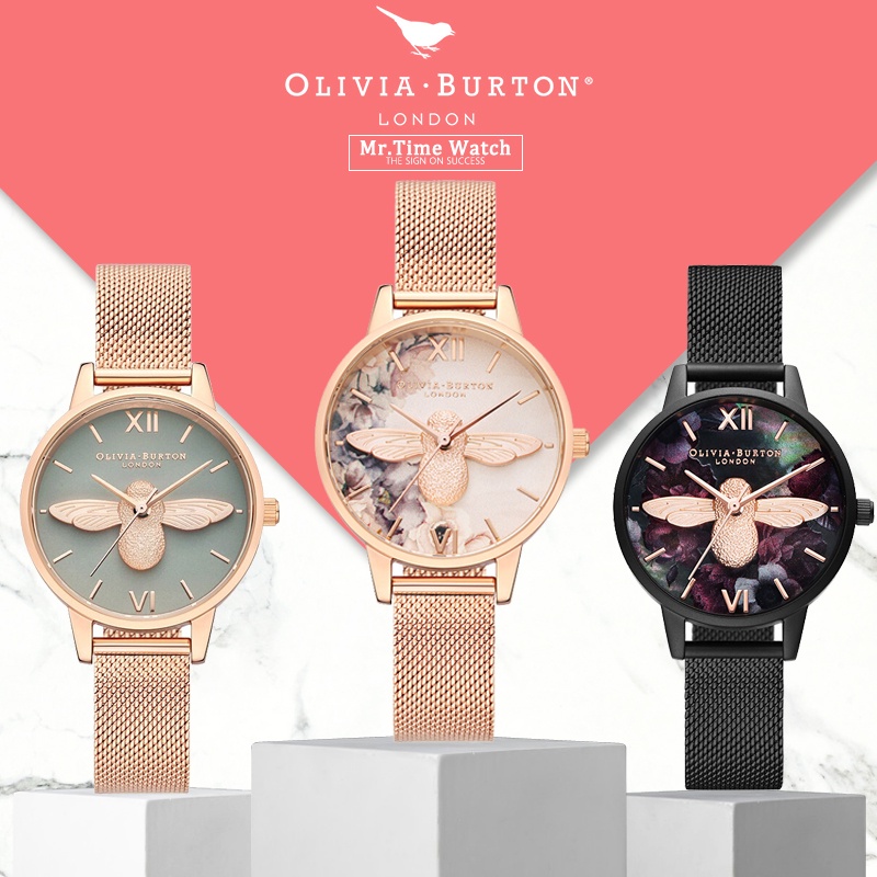[พร้อมส่ง] OLIVIA BURTON (โอลิเวีย เบอร์ตัน) นาฬิกาข้อมือผู้หญิง นาฬิกาข้อมือของแท้ 100% รุ่น OB16PP