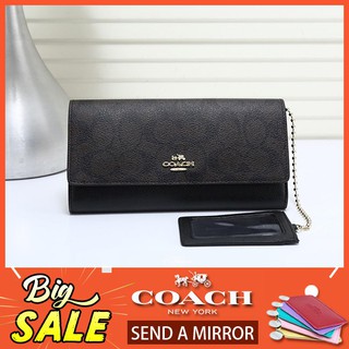 ภาพจริCoach F53763 Crossgrain Leather Phone Wallet Wristlet Clutch